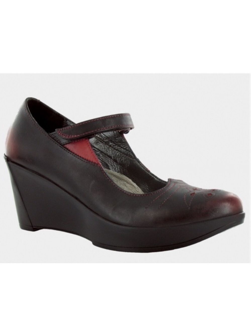 NAOT Alma Platform Mary Jane Wedge Heel in Volcanic Red Leather Size 40